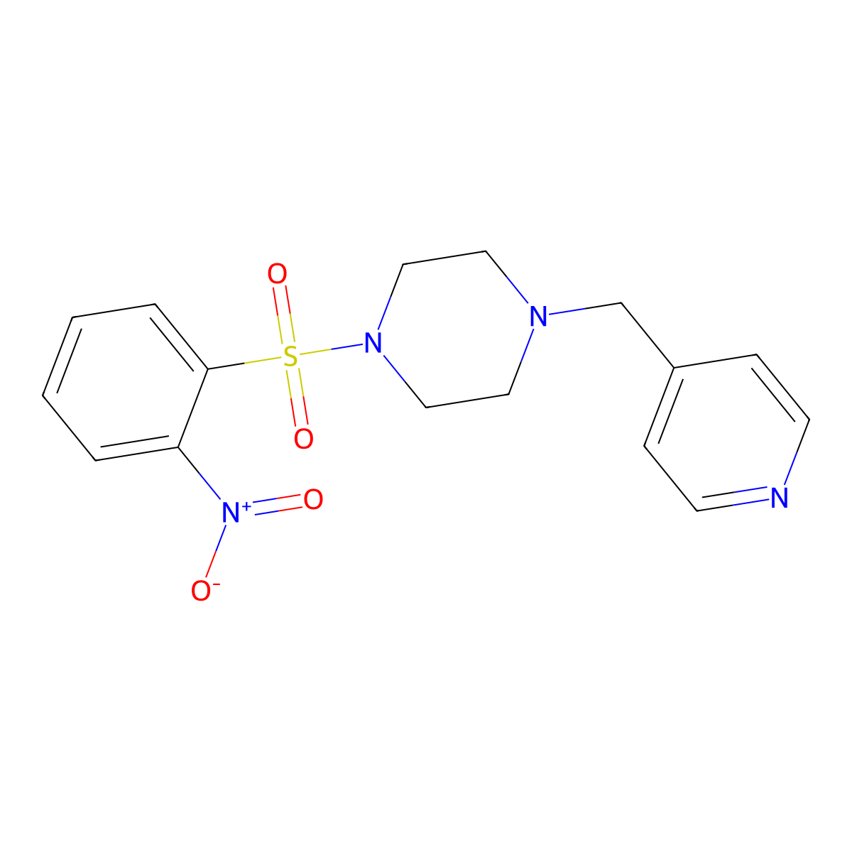 1-(2-Nitrophenyl)sulfonyl-4-(pyridin-4-ylmethyl)piperazine molecular structure, CAS 429622-58-2