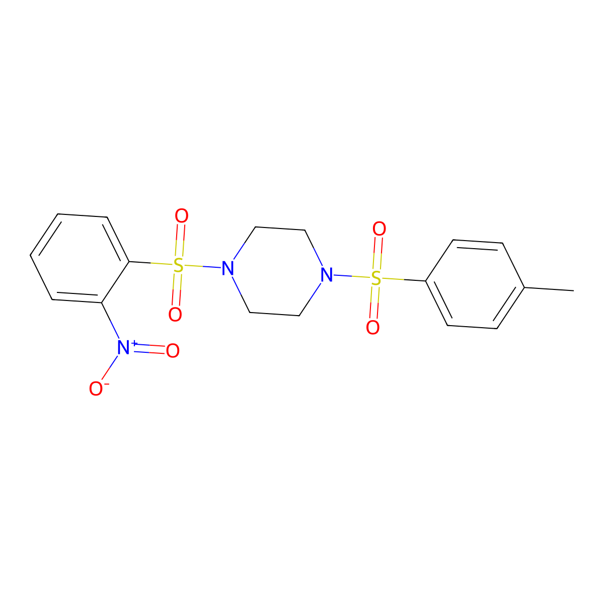 1-(4-Methylphenyl)sulfonyl-4-(2-nitrophenyl)sulfonylpiperazine molecular structure, CAS 429622-64-0
