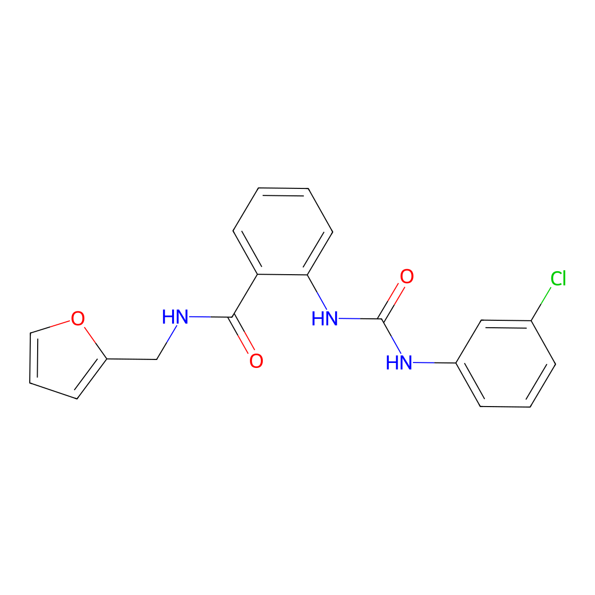 2-[(3-chlorophenyl)carbamoylamino]-N-(furan-2-ylmethyl)benzamide molecular structure, CAS 429622-67-3