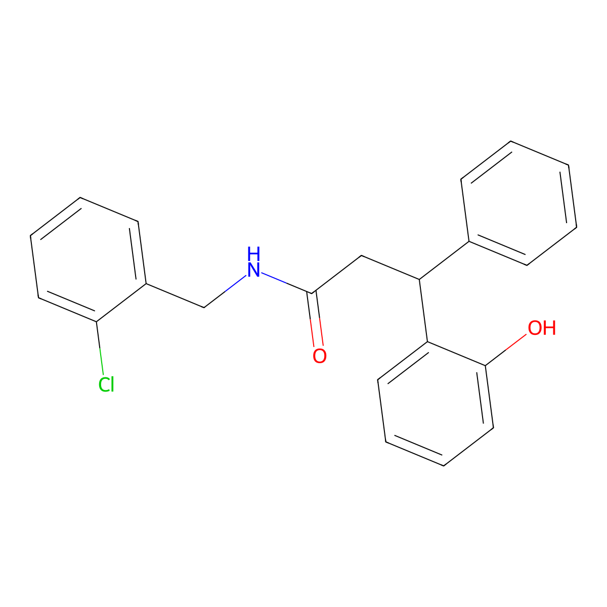 N-(2-chlorobenzyl)-3-(2-hydroxyphenyl)-3-phenylpropanamide molecular structure, CAS 429622-70-8