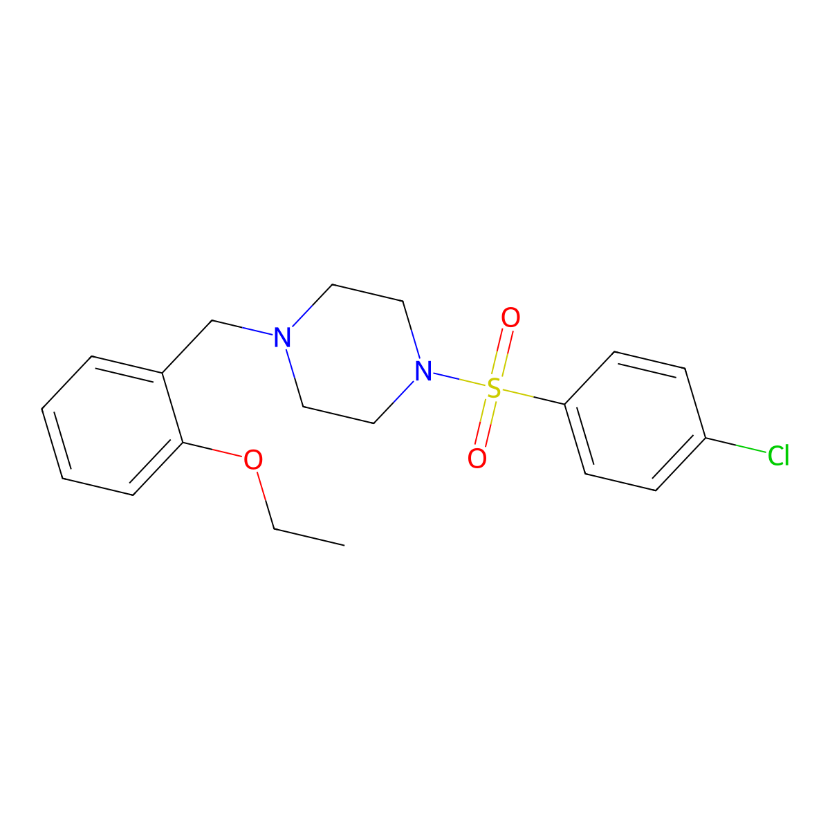 1-[(4-Chlorophenyl)sulfonyl]-4-(2-ethoxybenzyl)piperazine molecular structure, CAS 429622-71-9