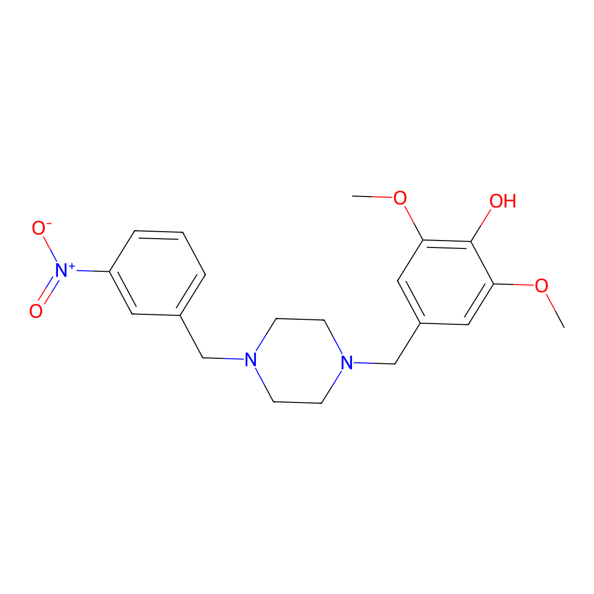 2,6-Dimethoxy-4-[[4-[(3-nitrophenyl)methyl]piperazin-1-yl]methyl]phenol molecular structure, CAS 429622-83-3