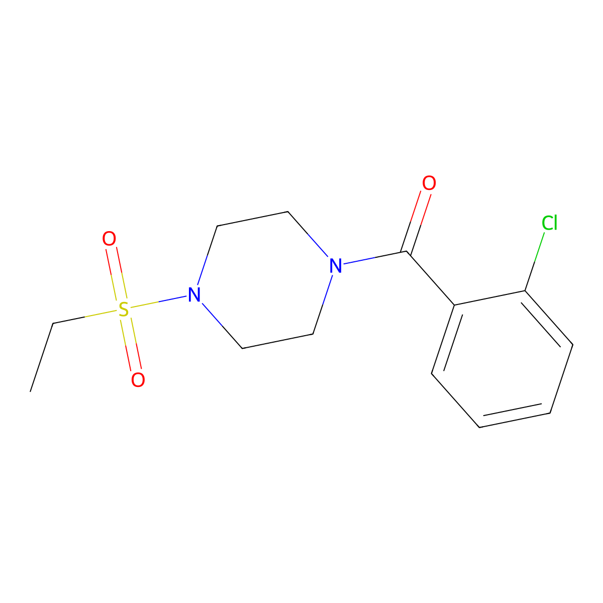 (2-Chlorophenyl)-(4-ethylsulfonylpiperazin-1-yl)methanone molecular structure, CAS 429622-85-5
