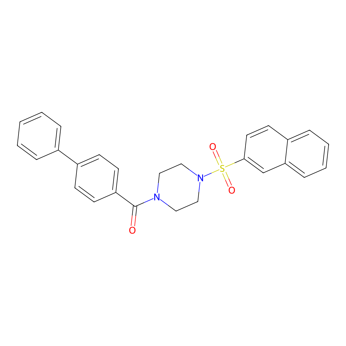 Biphenyl-4-yl[4-(naphthalen-2-ylsulfonyl)piperazin-1-yl]methanone molecular structure, CAS 429622-86-6