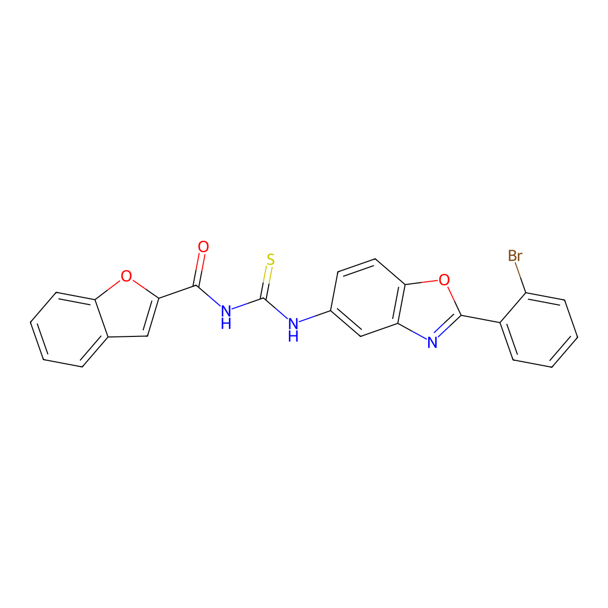 N-[[2-(2-bromophenyl)-1,3-benzoxazol-5-yl]carbamothioyl]-1-benzofuran-2-carboxamide molecular structure, CAS 429622-87-7
