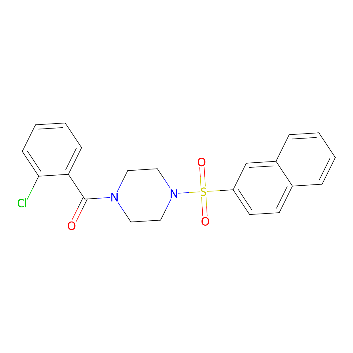 (2-Chlorophenyl)-(4-naphthalen-2-ylsulfonylpiperazin-1-yl)methanone molecular structure, CAS 429622-90-2