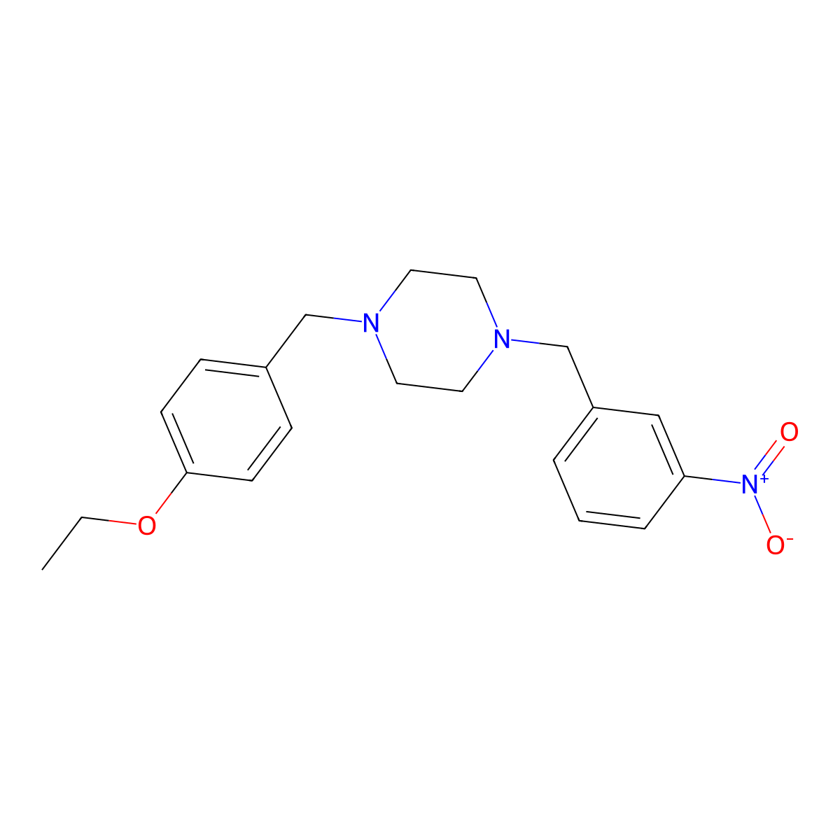 1-[(4-Ethoxyphenyl)methyl]-4-[(3-nitrophenyl)methyl]piperazine molecular structure, CAS 429622-91-3