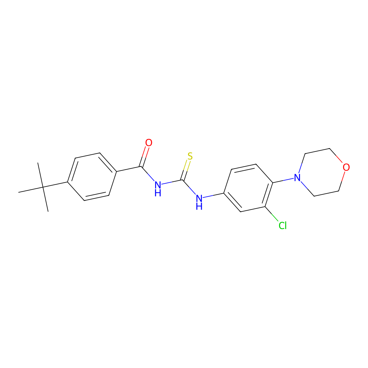 4-tert-butyl-N-[(3-chloro-4-morpholin-4-ylphenyl)carbamothioyl]benzamide molecular structure, CAS 429623-10-9
