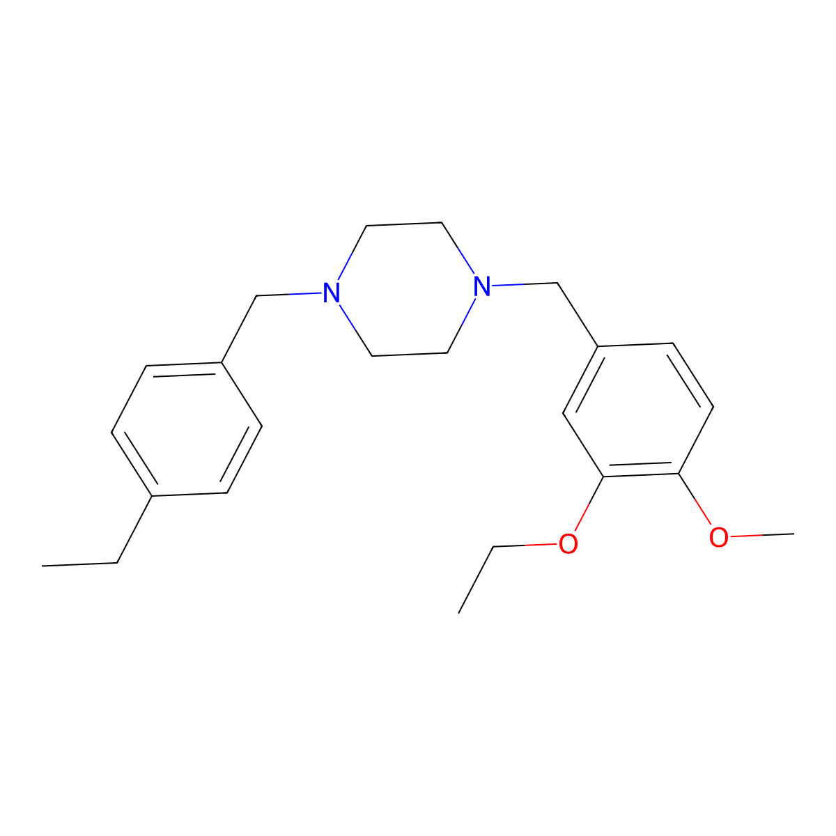 1-(3-Ethoxy-4-methoxybenzyl)-4-(4-ethylbenzyl)piperazine molecular structure, CAS 429623-13-2