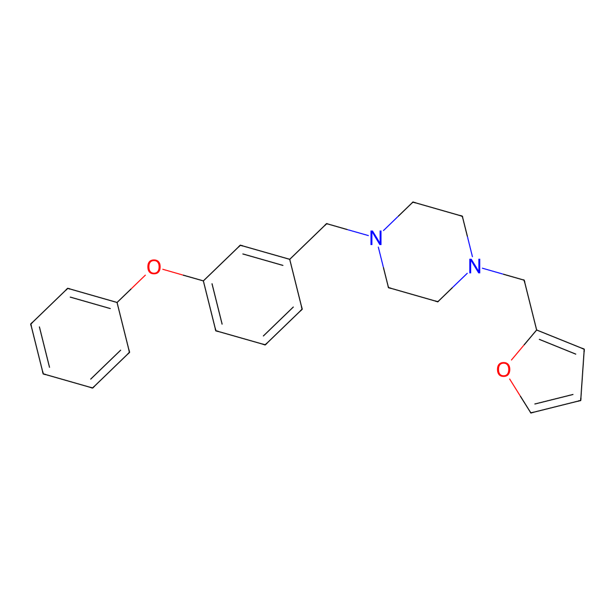 1-(Furan-2-ylmethyl)-4-[(3-phenoxyphenyl)methyl]piperazine molecular structure, CAS 429623-16-5