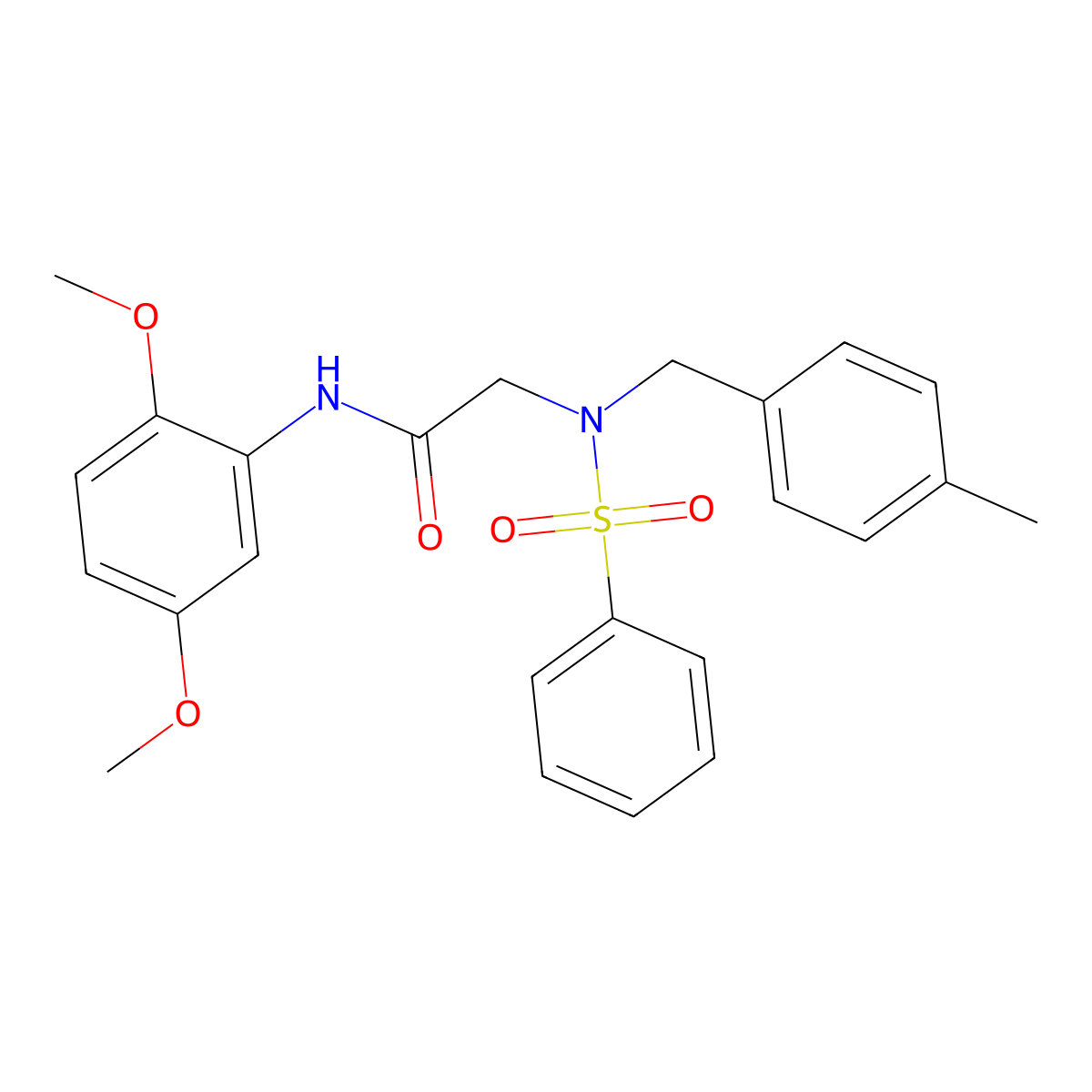 2-[benzenesulfonyl-[(4-methylphenyl)methyl]amino]-N-(2,5-dimethoxyphenyl)acetamide molecular structure, CAS 429623-23-4