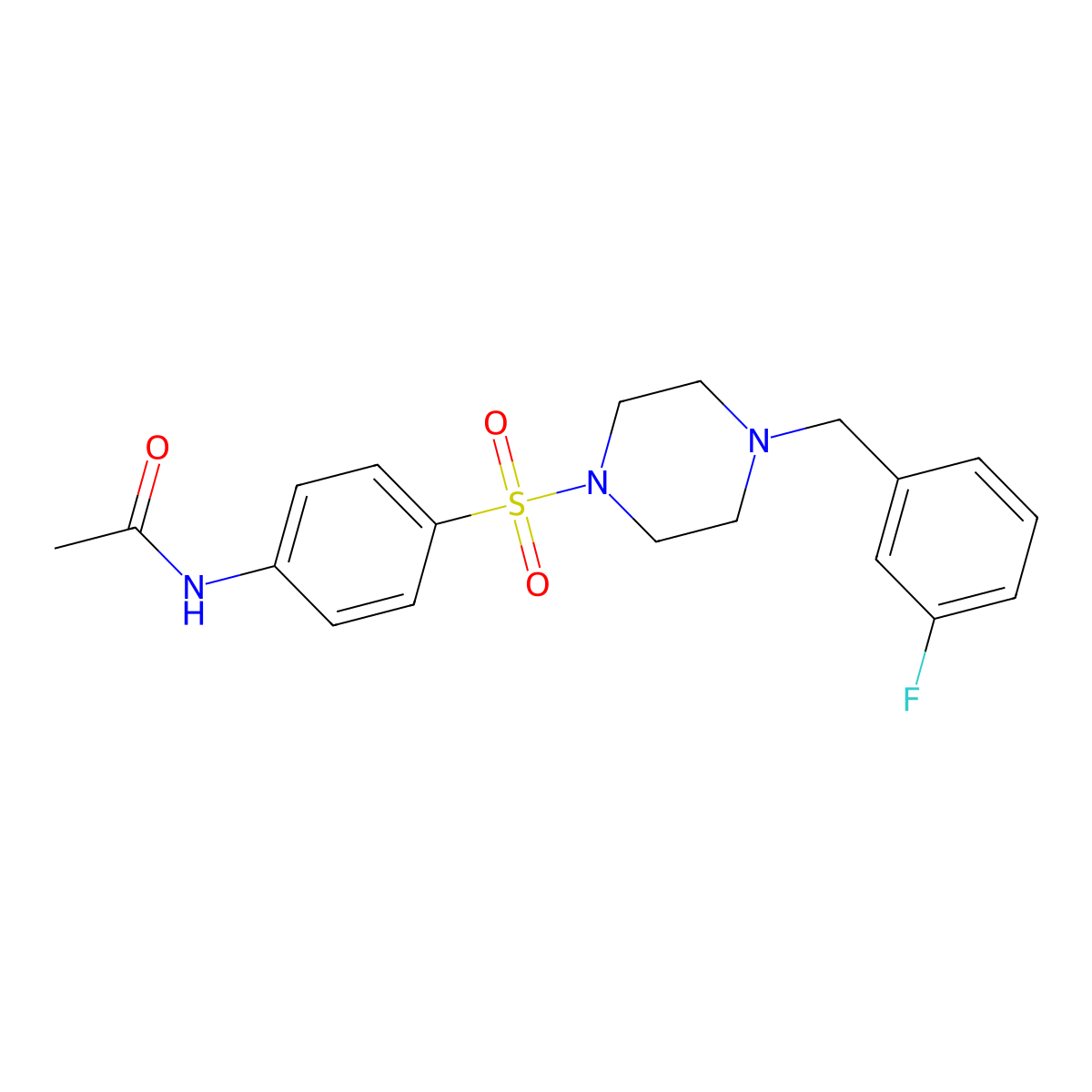 N-[4-[4-[(3-fluorophenyl)methyl]piperazin-1-yl]sulfonylphenyl]acetamide molecular structure, CAS 429623-30-3