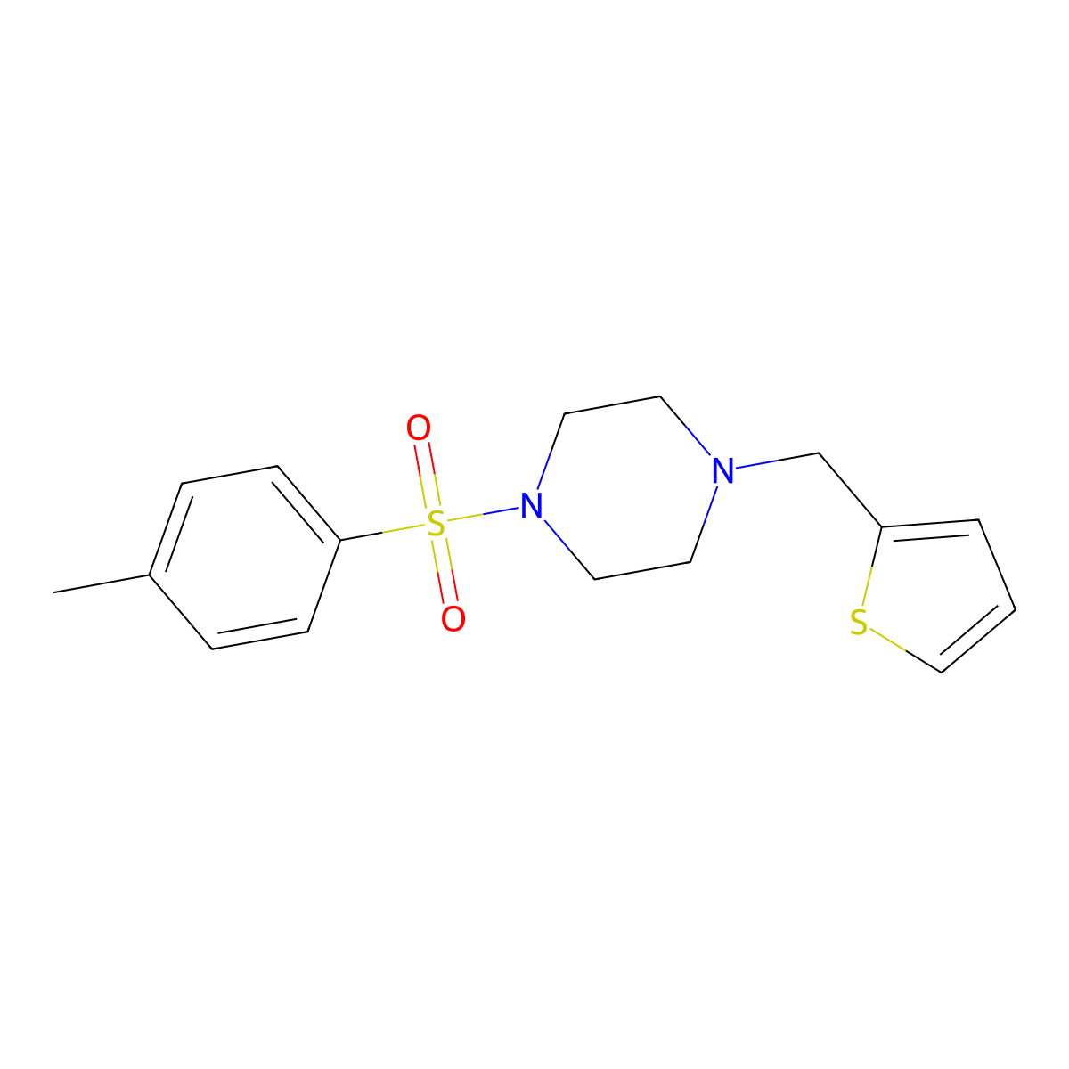 1-[(4-Methylphenyl)sulfonyl]-4-(2-thienylmethyl)piperazine molecular structure, CAS 429623-32-5