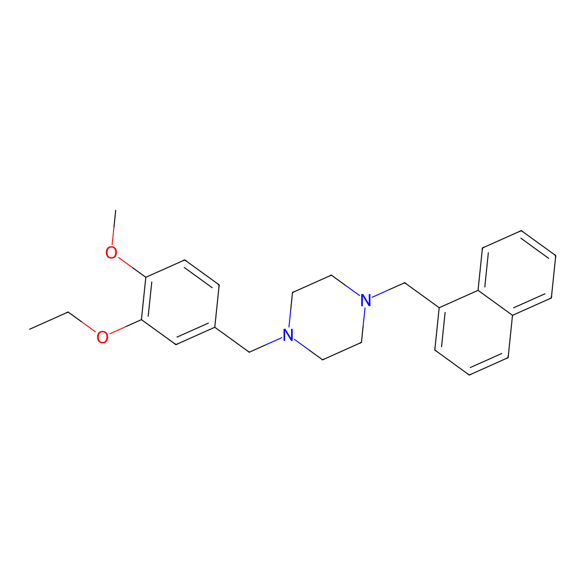 1-[(3-Ethoxy-4-methoxyphenyl)methyl]-4-(naphthalen-1-ylmethyl)piperazine molecular structure, CAS 429623-41-6
