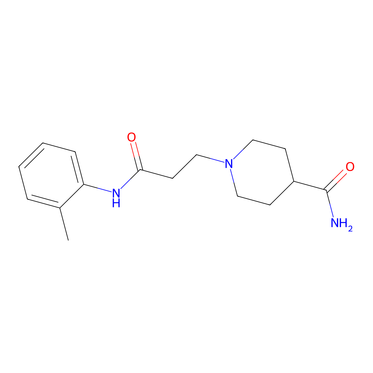 1-[3-Oxo-3-(2-toluidino)propyl]-4-piperidinecarboxamide molecular structure, CAS 429623-42-7