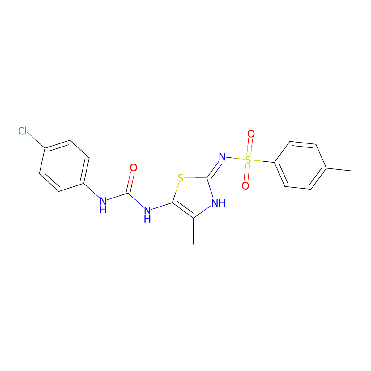 N-(5-{[(4-chloroanilino)carbonyl]amino}-4-methyl-1,3-thiazol-2-yl)-4-methylbenzenesulfonamide molecular structure, CAS 429623-46-1