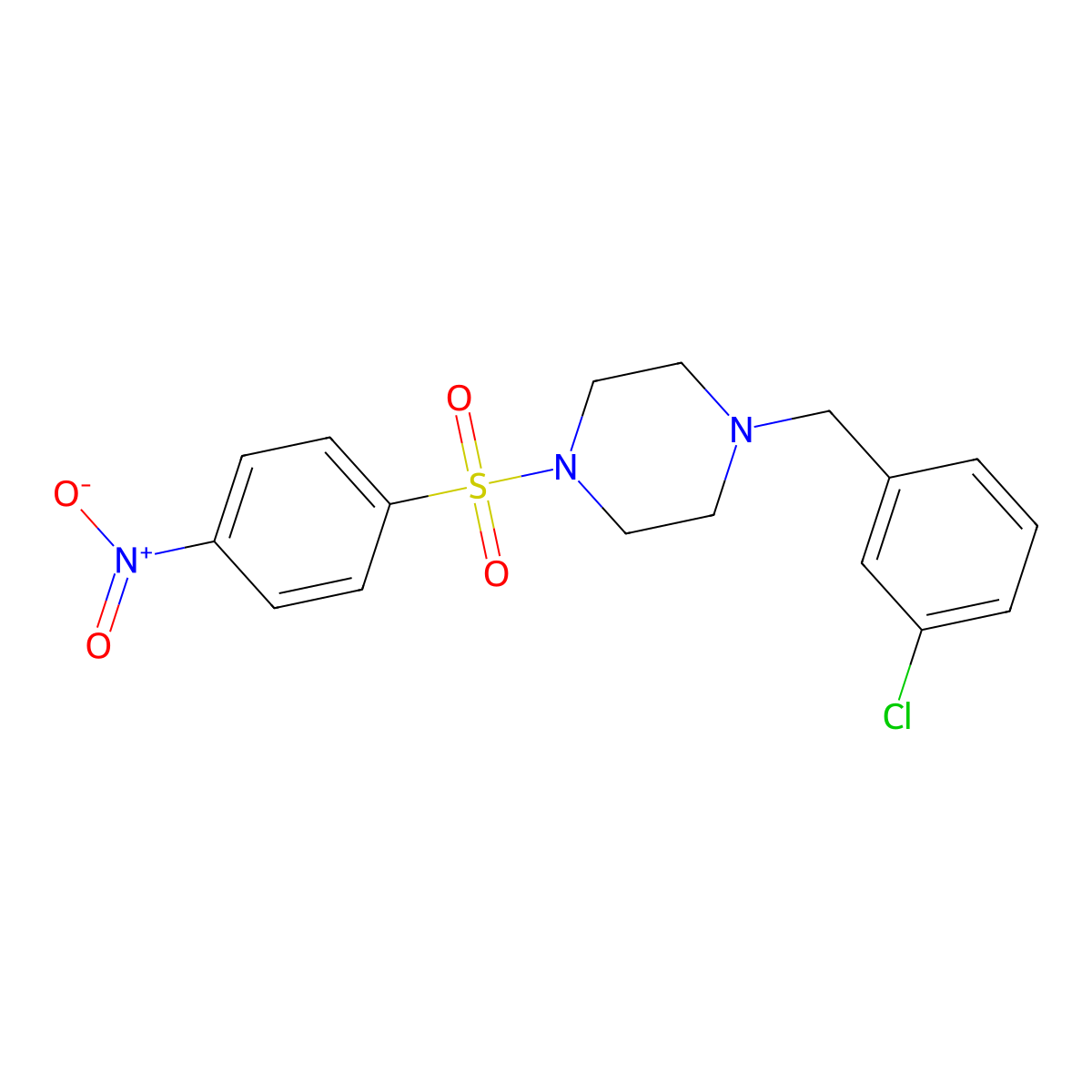 1-[(3-Chlorophenyl)methyl]-4-(4-nitrophenyl)sulfonylpiperazine molecular structure, CAS 429623-52-9