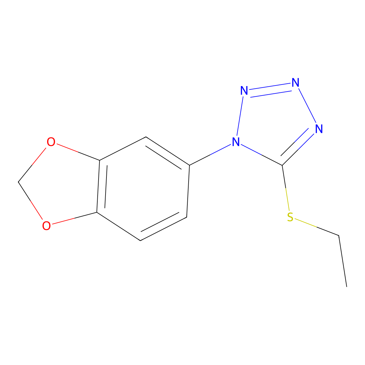 1-(1,3-benzodioxol-5-yl)-5-(ethylsulfanyl)-1H-tetraazole molecular structure, CAS 429623-62-1