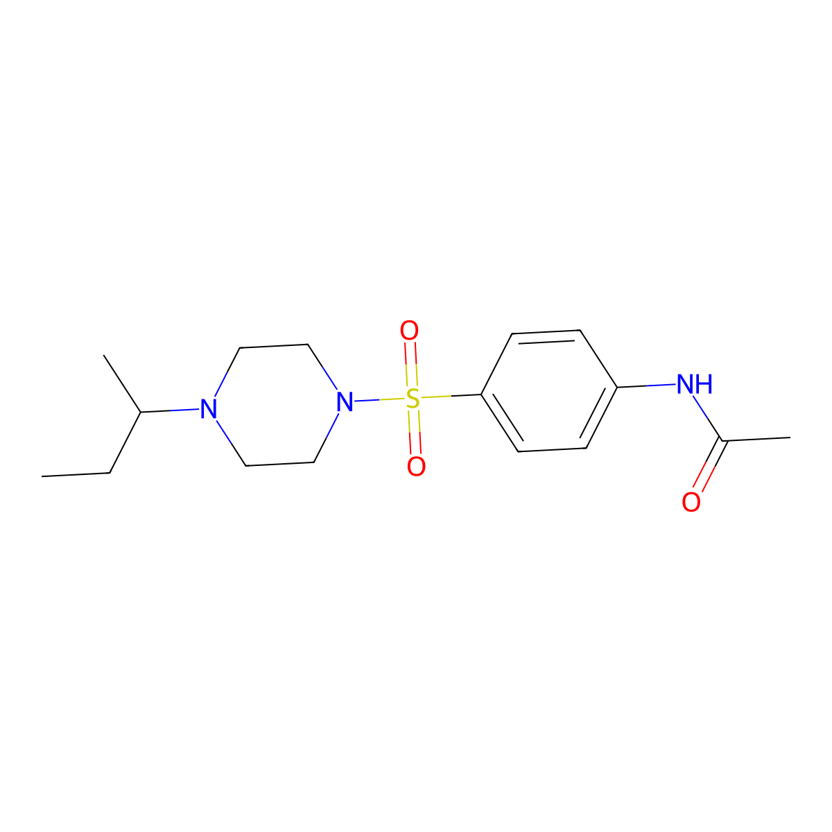 N-(4-{[4-(butan-2-yl)piperazin-1-yl]sulfonyl}phenyl)acetamide molecular structure, CAS 429623-70-1