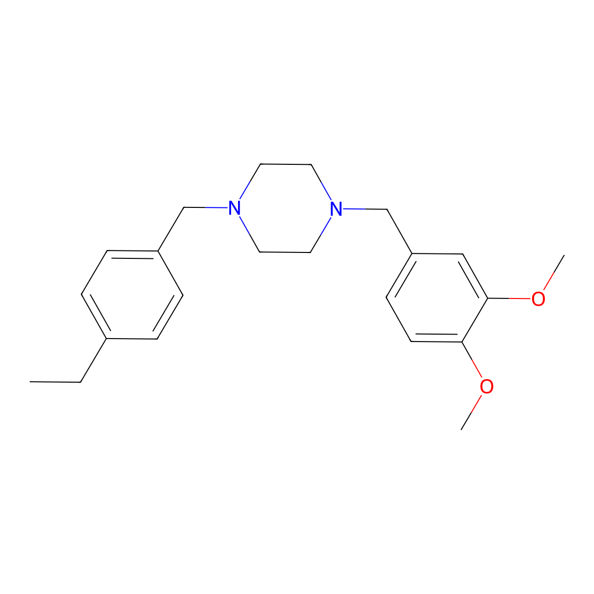 1-[(3,4-Dimethoxyphenyl)methyl]-4-[(4-ethylphenyl)methyl]piperazine molecular structure, CAS 429623-75-6