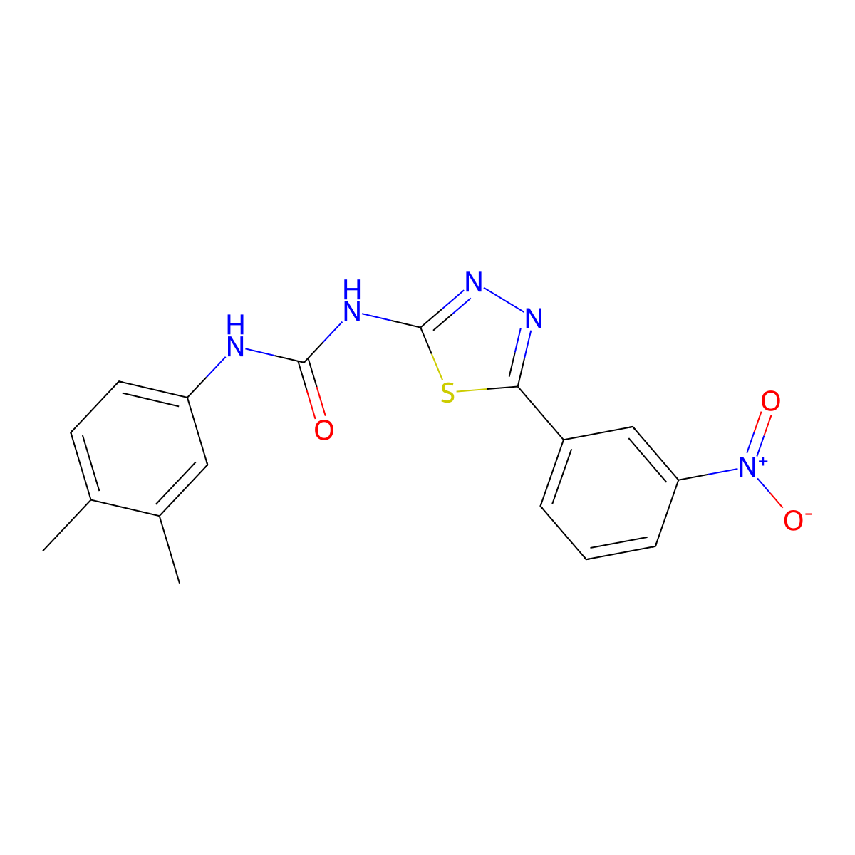 1-(3,4-Dimethylphenyl)-3-[5-(3-nitrophenyl)-1,3,4-thiadiazol-2-yl]urea molecular structure, CAS 429623-78-9