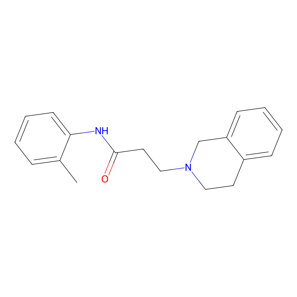 3-(3,4-dihydro-1H-isoquinolin-2-yl)-N-(2-methylphenyl)propanamide molecular structure, CAS 429623-85-8