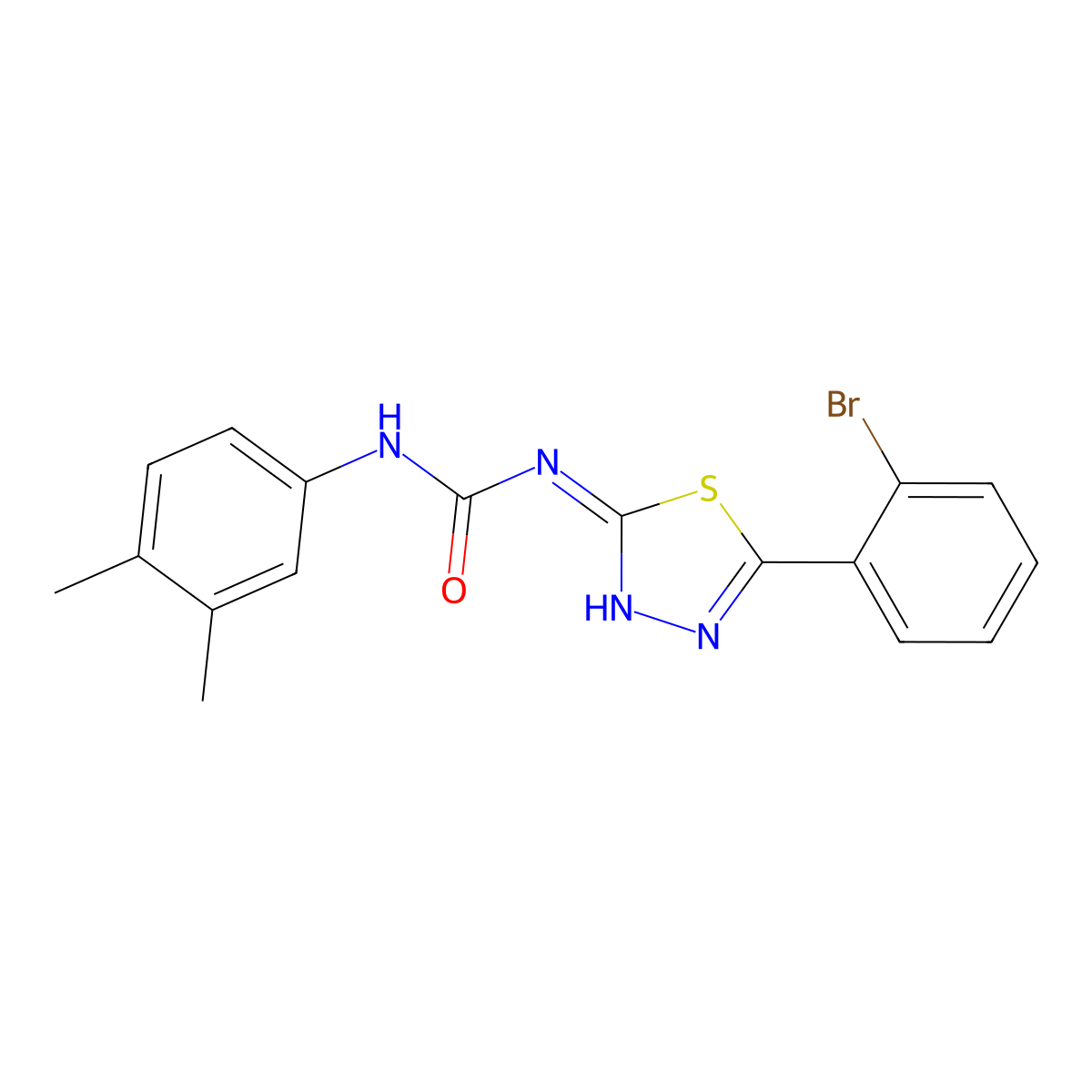 N-[5-(2-bromophenyl)-1,3,4-thiadiazol-2-yl]-N'-(3,4-dimethylphenyl)urea molecular structure, CAS 429623-89-2