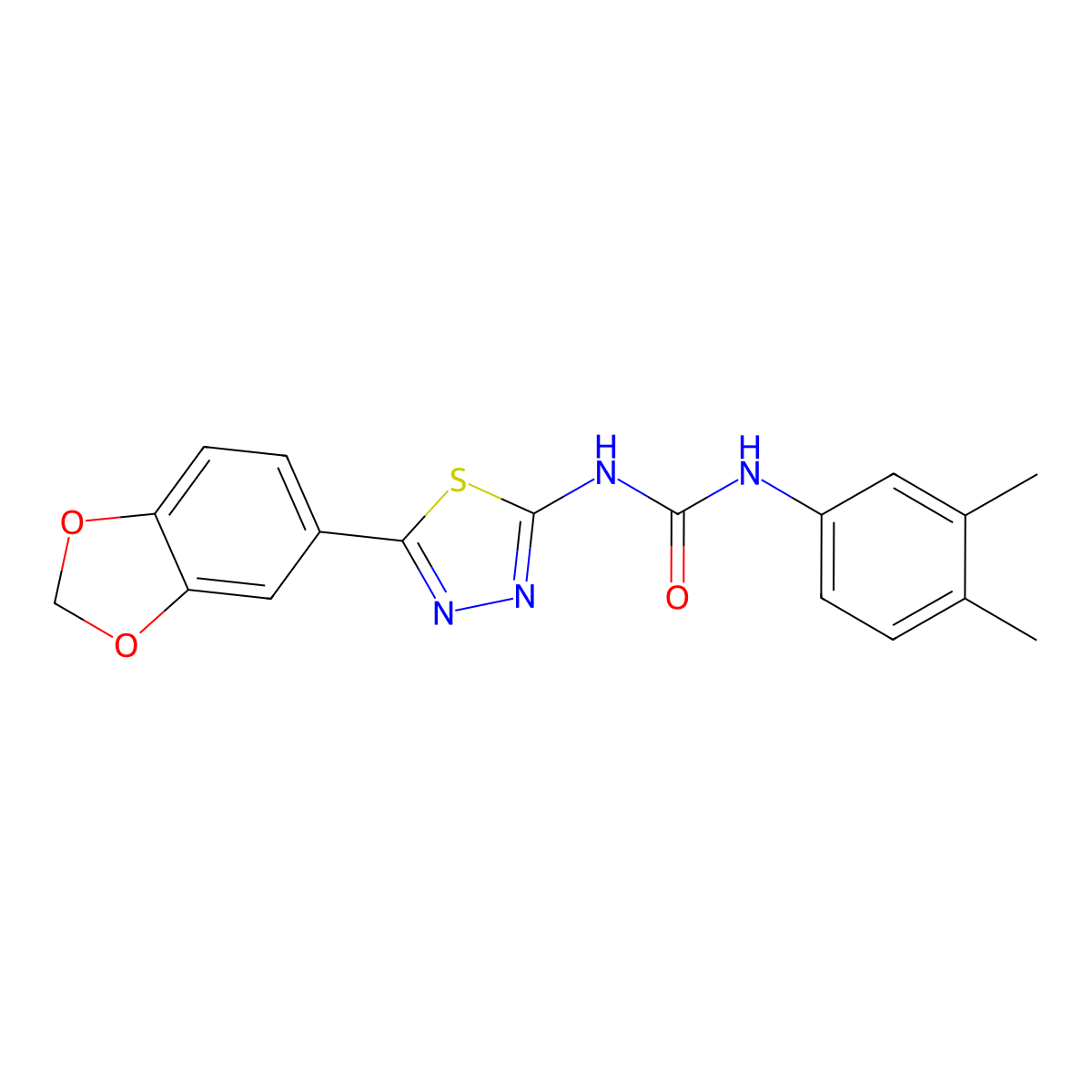 1-[5-(1,3-Benzodioxol-5-yl)-1,3,4-thiadiazol-2-yl]-3-(3,4-dimethylphenyl)urea molecular structure, CAS 429623-96-1