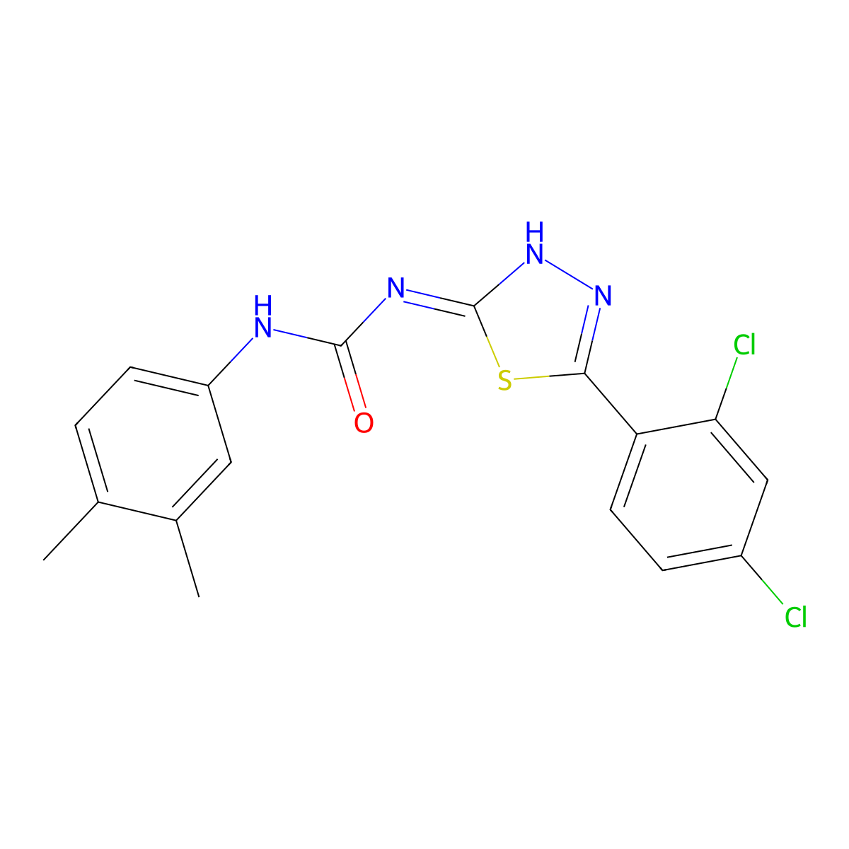 1-[5-(2,4-Dichlorophenyl)-1,3,4-thiadiazol-2-yl]-3-(3,4-dimethylphenyl)urea molecular structure, CAS 429624-06-6