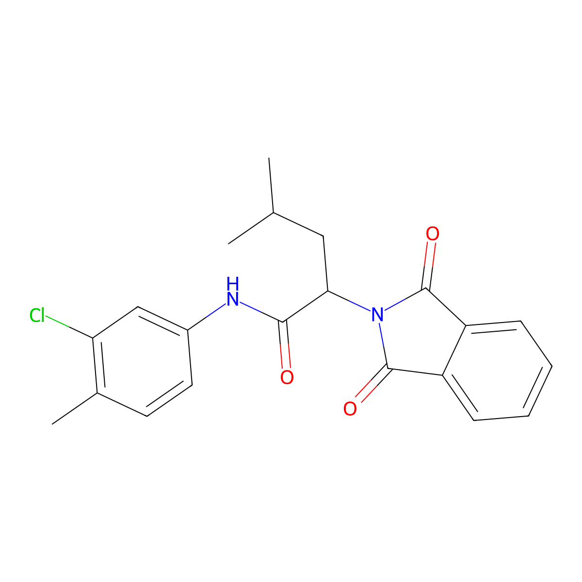 N-(3-chloro-4-methylphenyl)-2-(1,3-dioxo-1,3-dihydro-2H-isoindol-2-yl)-4-methylpentanamide molecular structure, CAS 429624-07-7