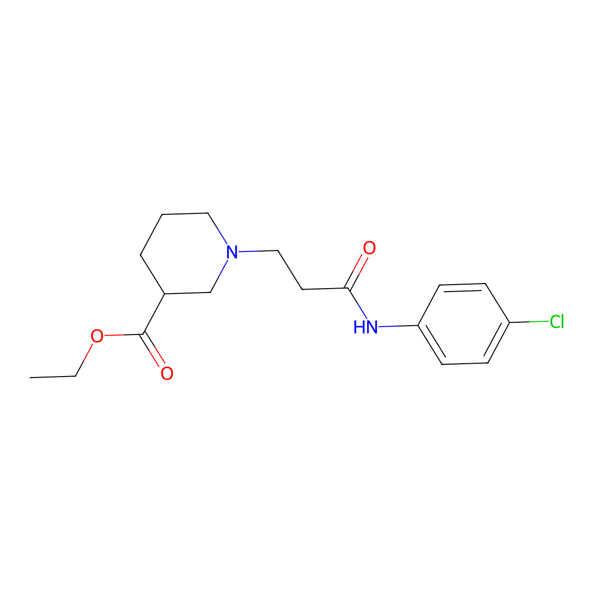 Ethyl 1-[3-(4-chloroanilino)-3-oxopropyl]-3-piperidinecarboxylate molecular structure, CAS 429624-09-9