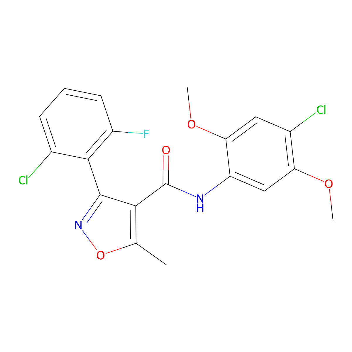 N-(4-chloro-2,5-dimethoxyphenyl)-3-(2-chloro-6-fluorophenyl)-5-methyl-1,2-oxazole-4-carboxamide molecular structure, CAS 429624-12-4