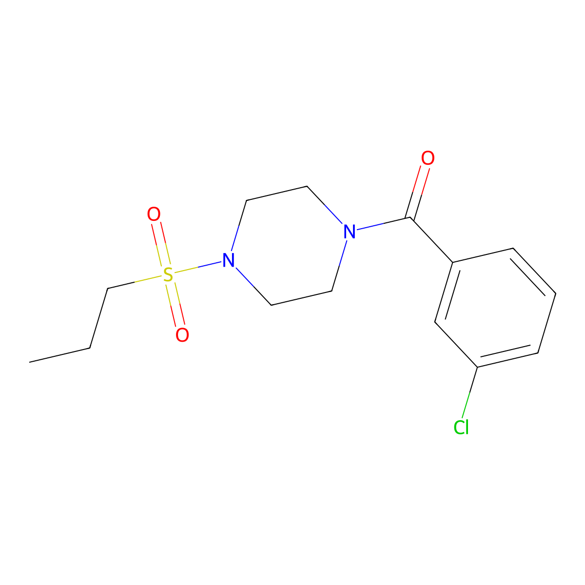 (3-Chlorophenyl)-(4-propylsulfonylpiperazin-1-yl)methanone molecular structure, CAS 429624-13-5