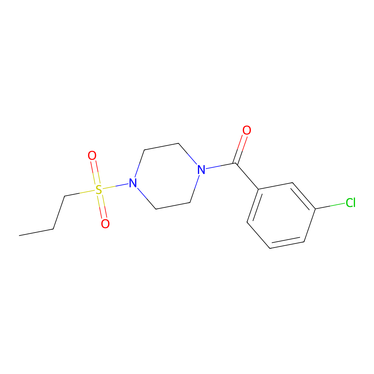 (3-Chlorophenyl)-(4-propylsulfonylpiperazin-1-yl)methanone molecular structure, CAS 429624-13-5