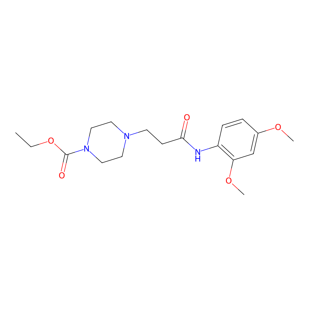 Ethyl 4-[3-(2,4-dimethoxyanilino)-3-oxopropyl]piperazine-1-carboxylate molecular structure, CAS 429624-15-7