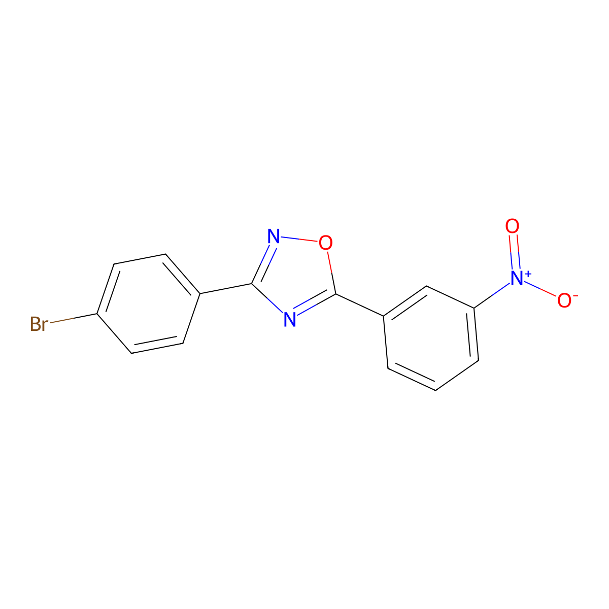 3-(4-Bromophenyl)-5-(3-nitrophenyl)-1,2,4-oxadiazole molecular structure, CAS 429624-16-8