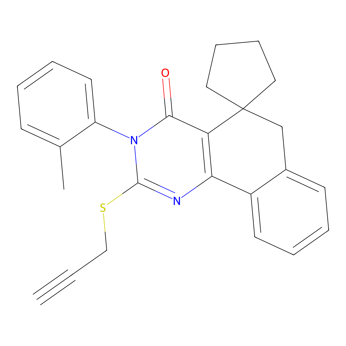 3-(2-Methylphenyl)-2-(2-propyn-1-ylthio)spiro[benzo[h]quinazoline-5(3H),1'-cyclopentan]-4(6H)-one molecular structure, CAS 429624-17-9