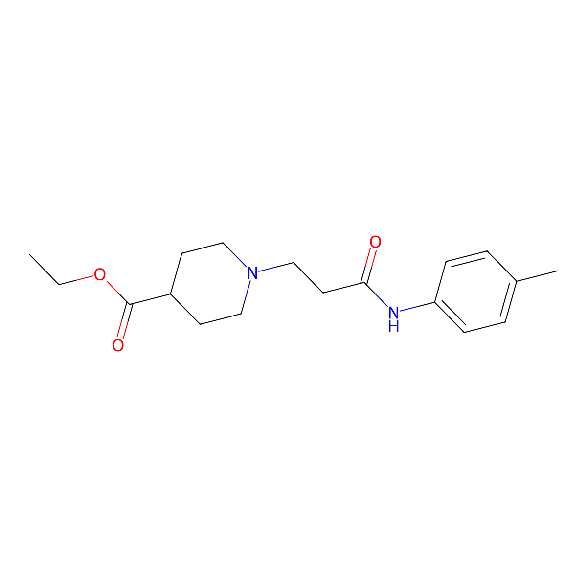 Ethyl 1-[3-oxo-3-(4-toluidino)propyl]-4-piperidinecarboxylate molecular structure, CAS 429624-18-0