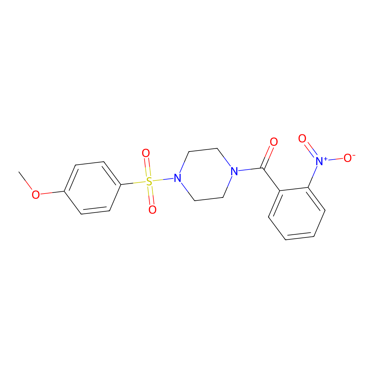 [4-(4-Methoxyphenyl)sulfonylpiperazin-1-yl]-(2-nitrophenyl)methanone molecular structure, CAS 429624-19-1
