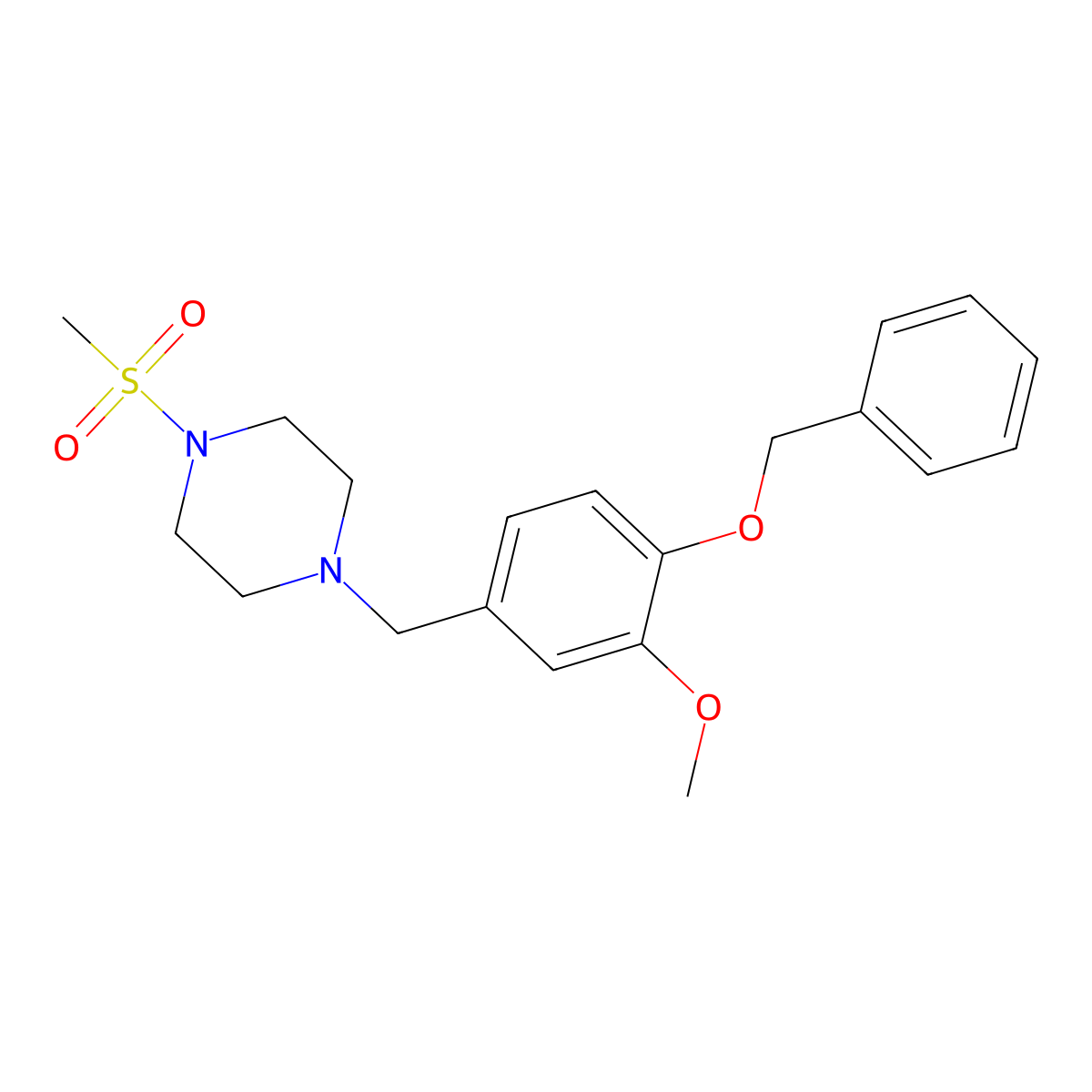 1-[4-(Benzyloxy)-3-methoxybenzyl]-4-(methylsulfonyl)piperazine molecular structure, CAS 429624-21-5