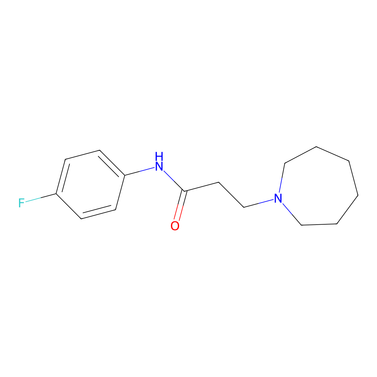 3-(azepan-1-yl)-N-(4-fluorophenyl)propanamide molecular structure, CAS 429624-32-8
