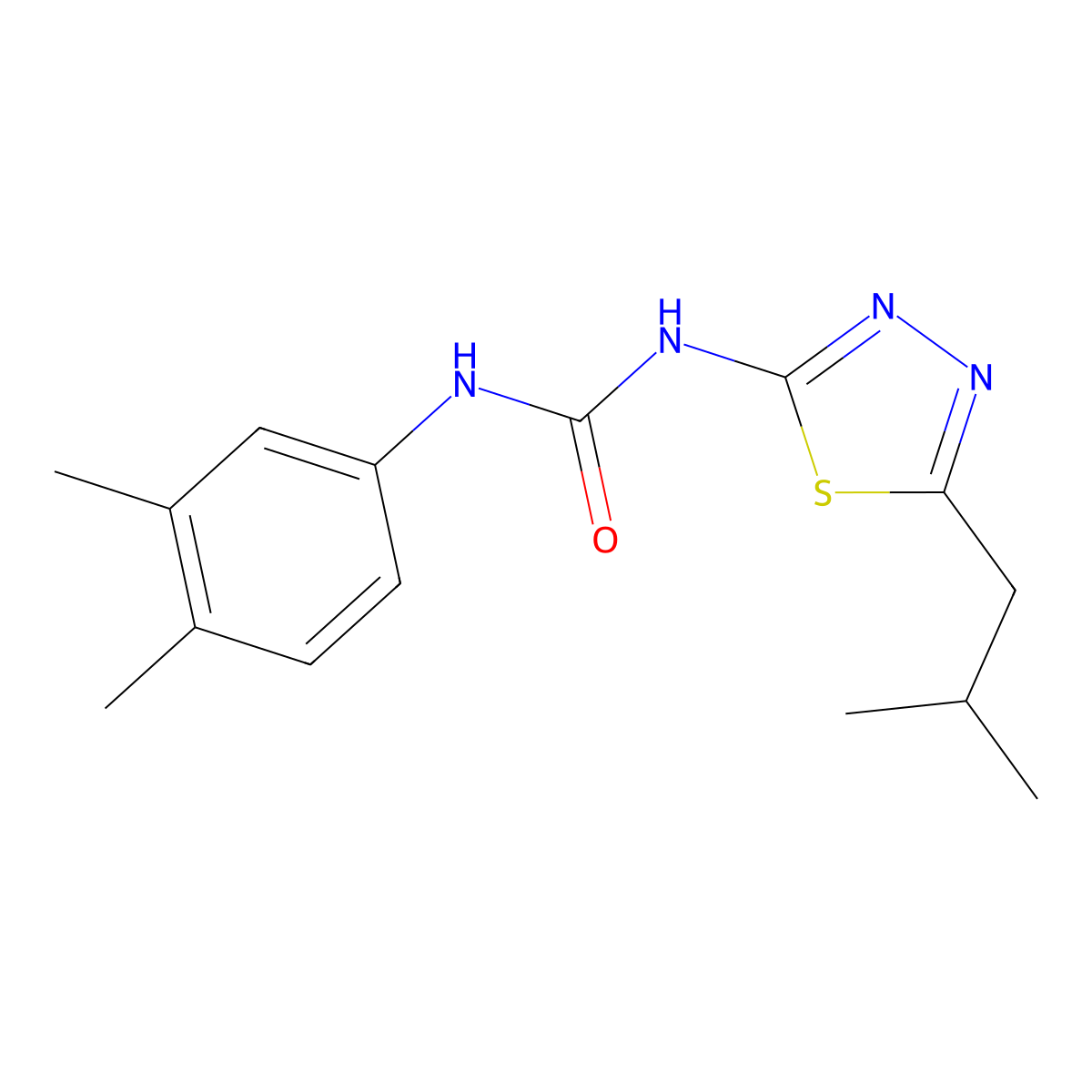 1-(3,4-Dimethylphenyl)-3-[5-(2-methylpropyl)-1,3,4-thiadiazol-2-yl]urea molecular structure, CAS 429624-34-0