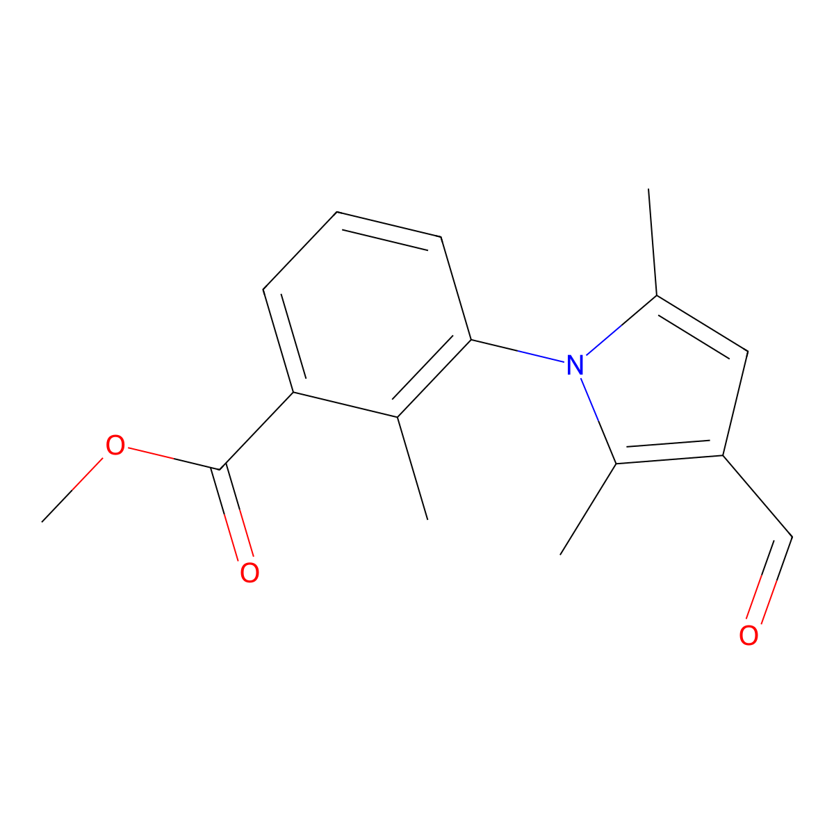 methyl 3-(3-formyl-2,5-dimethyl-1H-pyrrol-1-yl)-2-methylbenzoate molecular structure, CAS 429624-46-4