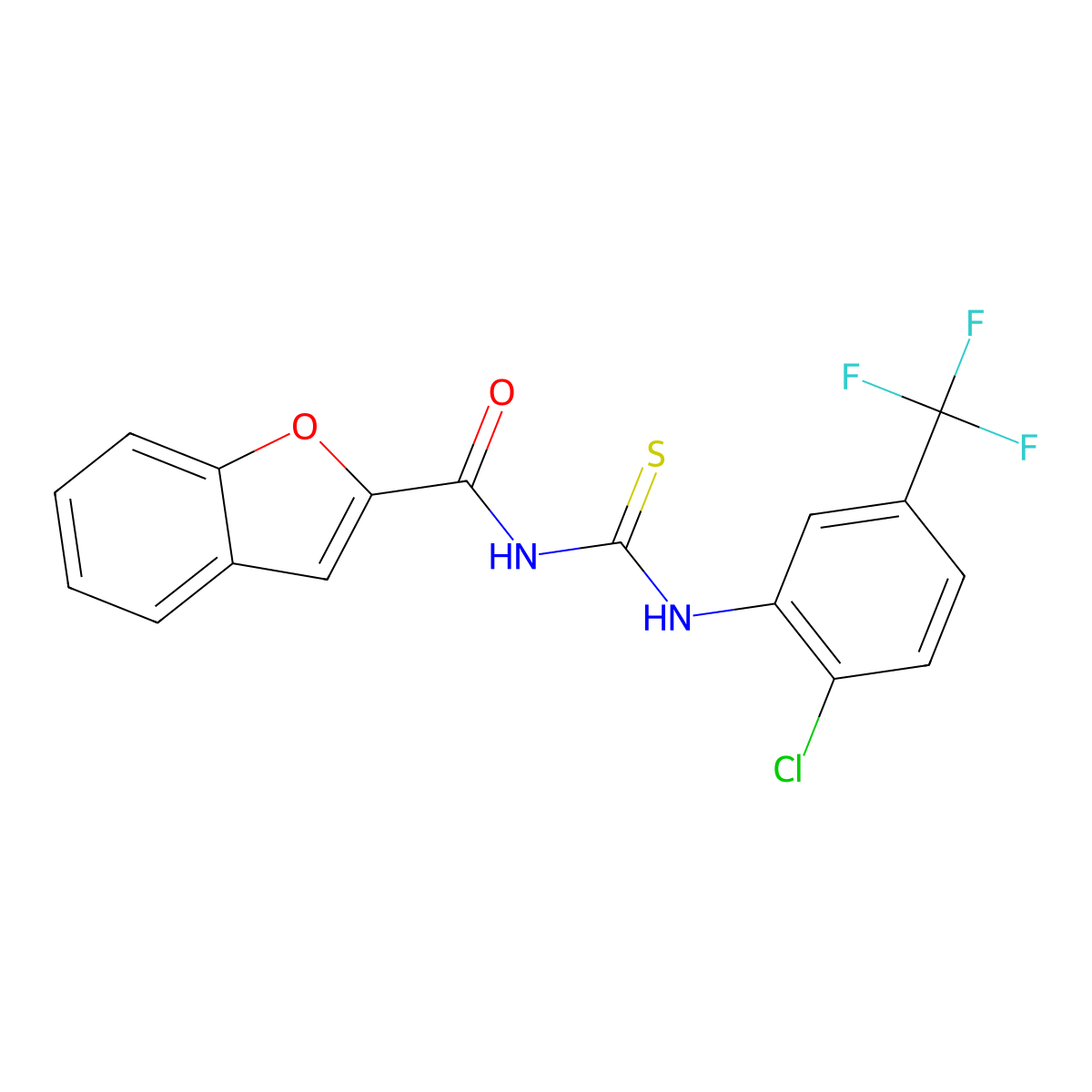 N-[[2-chloro-5-(trifluoromethyl)phenyl]carbamothioyl]-1-benzofuran-2-carboxamide molecular structure, CAS 429624-55-5