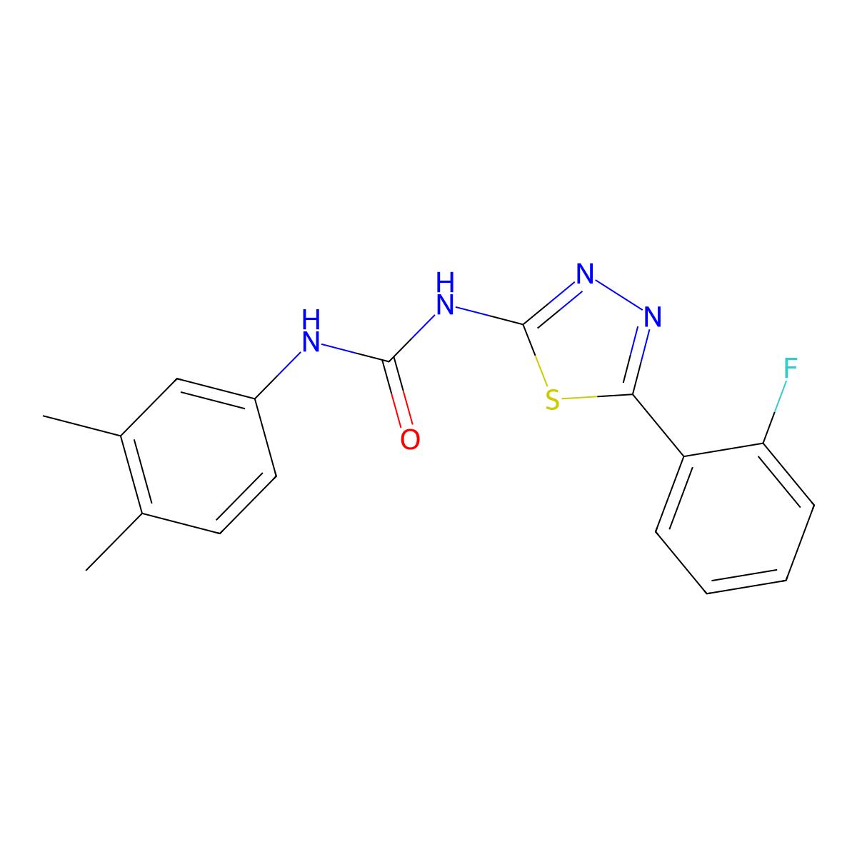 1-(3,4-Dimethylphenyl)-3-[5-(2-fluorophenyl)-1,3,4-thiadiazol-2-yl]urea molecular structure, CAS 429624-61-3