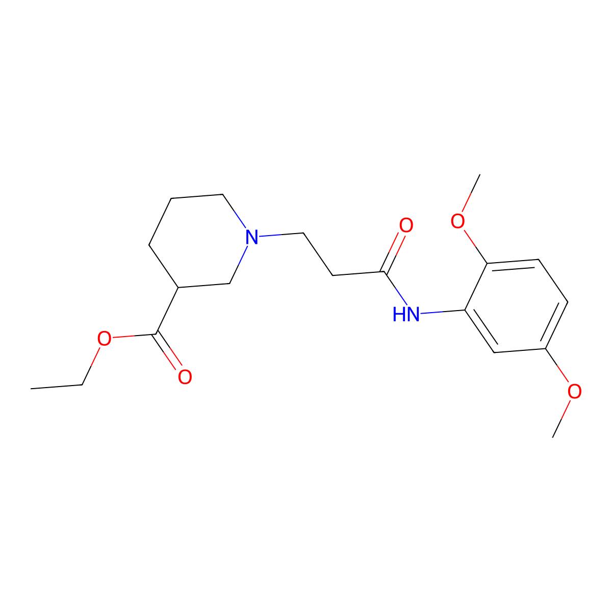 Ethyl 1-[3-(2,5-dimethoxyanilino)-3-oxopropyl]-3-piperidinecarboxylate molecular structure, CAS 429624-68-0