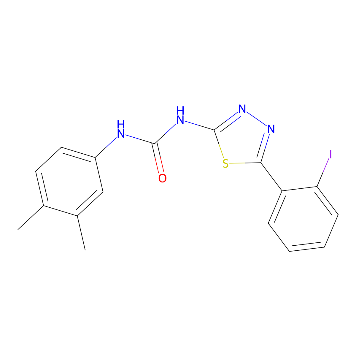 1-(3,4-Dimethylphenyl)-3-[5-(2-iodophenyl)-1,3,4-thiadiazol-2-yl]urea molecular structure, CAS 429624-69-1