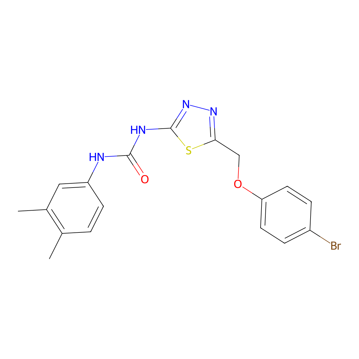 1-[5-[(4-Bromophenoxy)methyl]-1,3,4-thiadiazol-2-yl]-3-(3,4-dimethylphenyl)urea molecular structure, CAS 429624-87-3