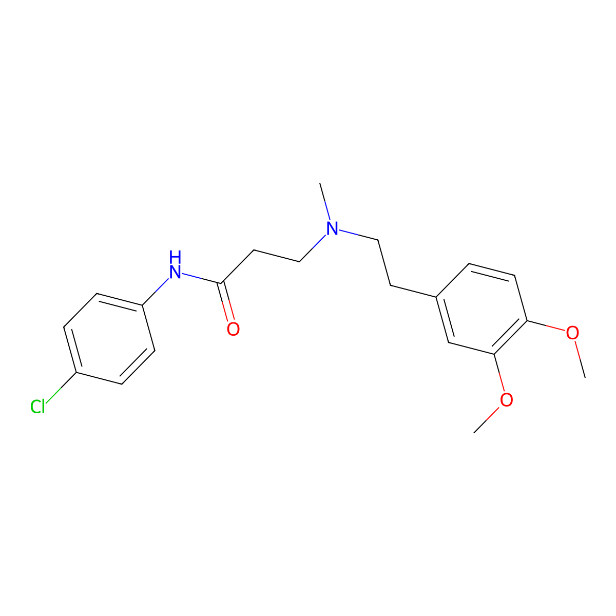 N-(4-chlorophenyl)-3-[2-(3,4-dimethoxyphenyl)ethyl-methylamino]propanamide molecular structure, CAS 429624-90-8