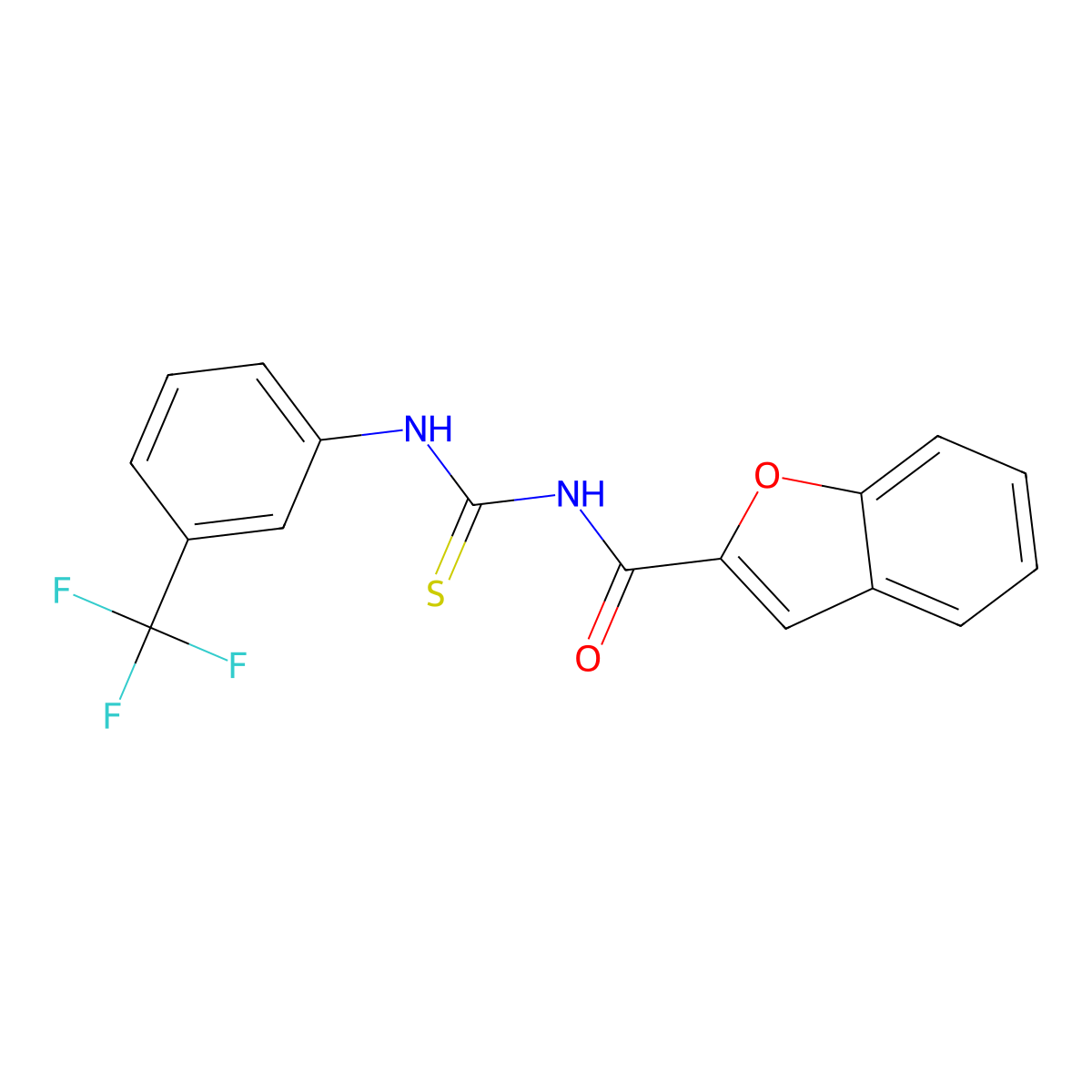 N-[[3-(trifluoromethyl)phenyl]carbamothioyl]-1-benzofuran-2-carboxamide molecular structure, CAS 429624-96-4